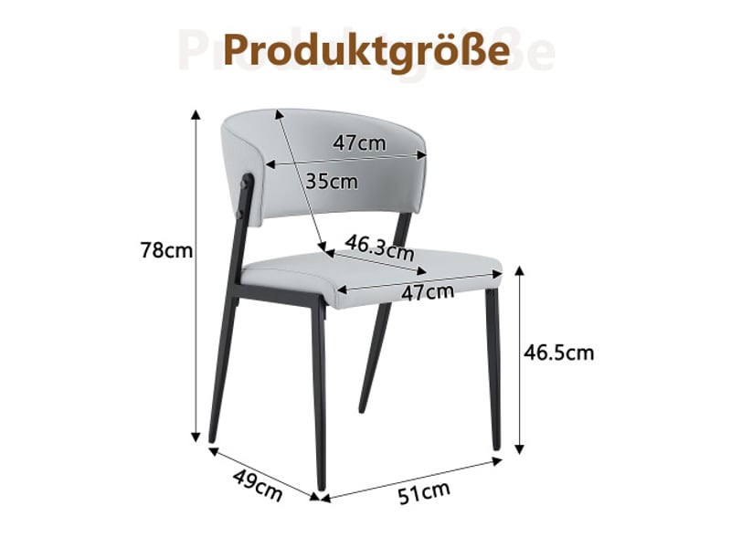  Chaises de salle à manger modernes (2 chaises) – cadre métallique, assises et dossiers rembourrés, stabilité garantie  - Conforama C