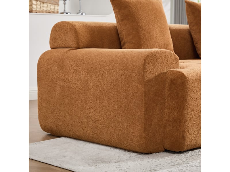 Canapé modulable d'angle 3 places orange en tissu, mousse à mémoire, sans montage, compressé, salon W3607S00009 - Conforama D
