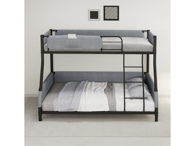  Lit superposé avec poche textile 90 × 190 140 × 190 cm, noir et gris IKSETERA TRADING LTD - Conforama E