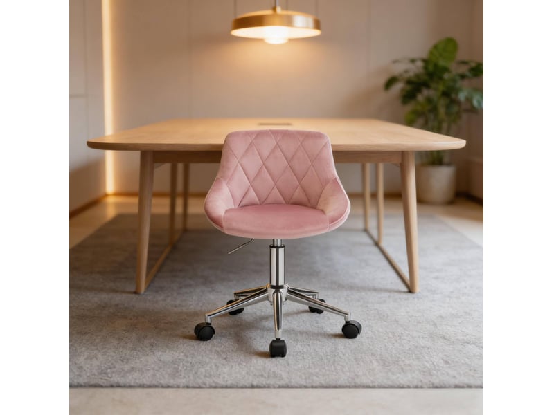 Chaise de bureau à roulettes pivotante et réglable en hauteur rose evryae  - Conforama C