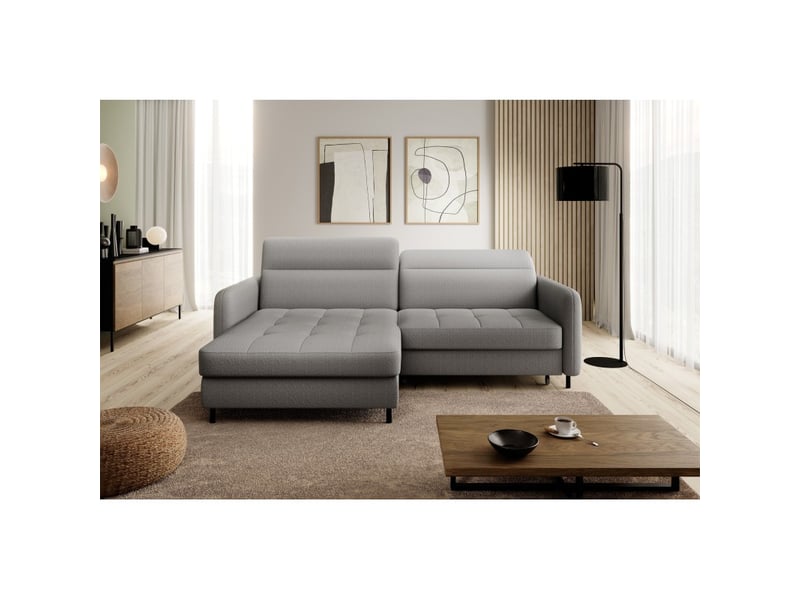  Canapé d'angle gris 3 places angle gauche mousse hr goumsi  - Conforama E