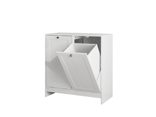 Meuble à linge basculant 66x33x68 cm avec 2 paniers amovibles en mdf et panneau de particules blanc