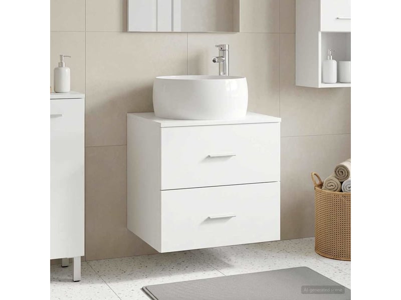  Vanité de lavabo mural, meuble de rangement blanc 49.5x44.5x66 cm shl6445  - Conforama B