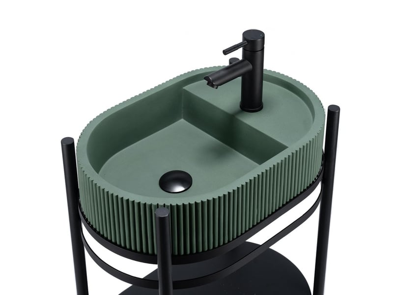 Meuble simple vasque lucia sur pieds 55cm métal noir et vasque béton MTC 3459 - Conforama D