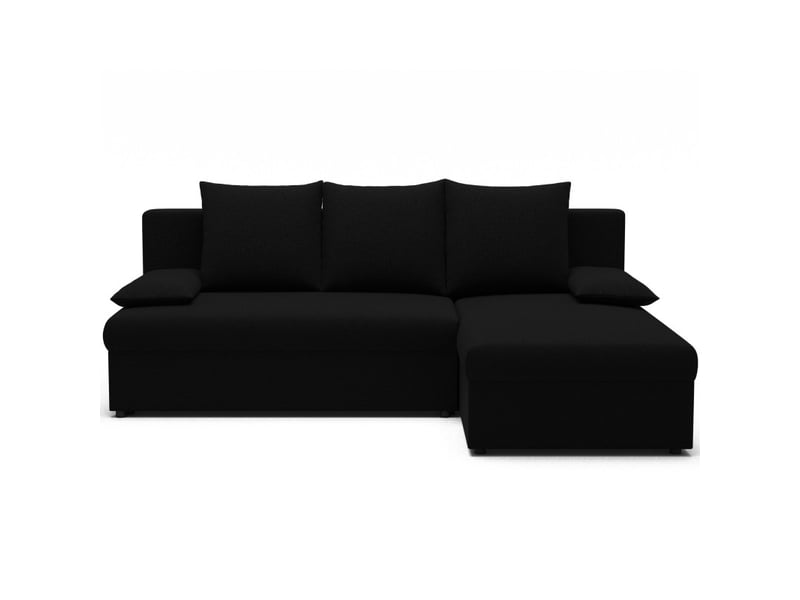  Canapé d'angle noir 3 places méridienne universelle 206x90x146cm gina  - Conforama A