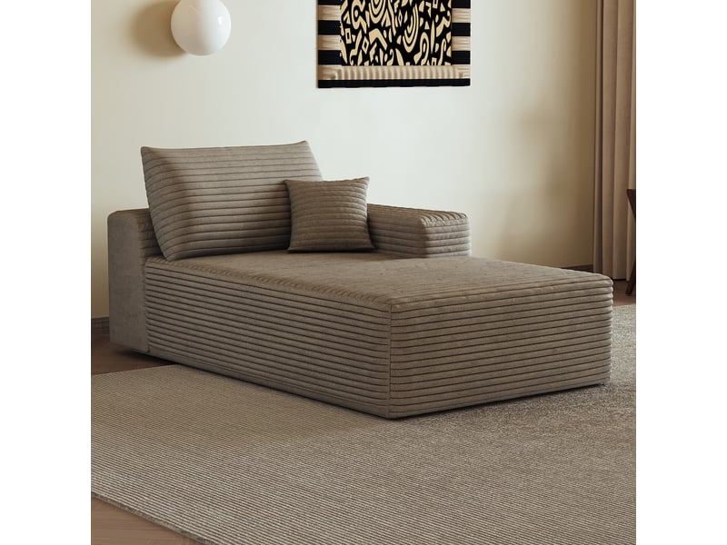  Canapé méridienne droite camel en velours côtelé 1 place 175x95x83cm  - Conforama B