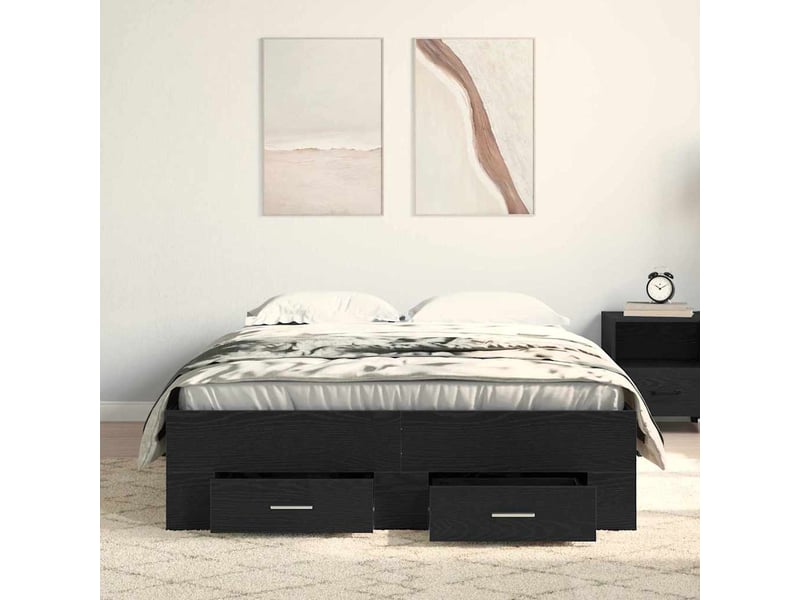  Lit double- lit adulte -  cadre de lit chêne noir 120 x 190 cm bois d'ingénierie  - Conforama B