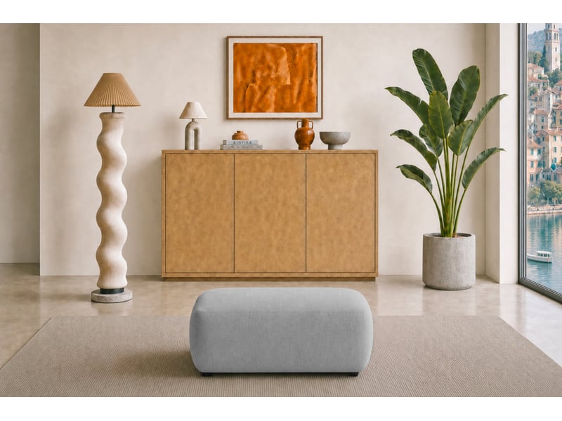  Portofino - pouf en tissu chenille gris clair 105x57x40  - Conforama B
