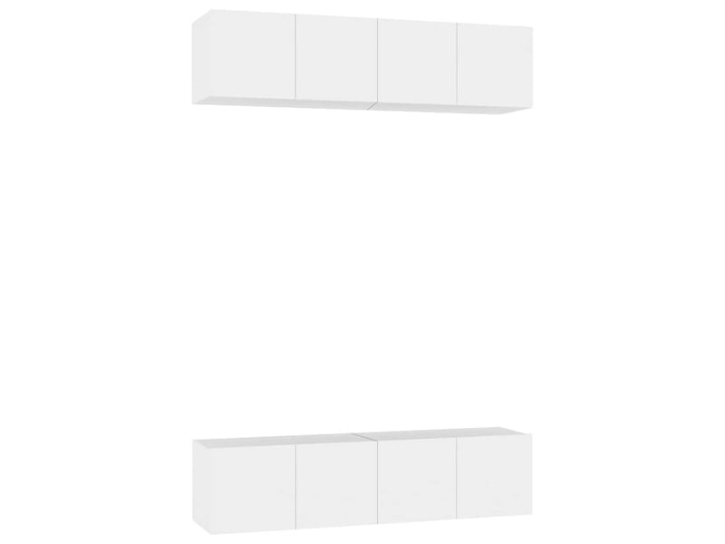  Lot de 4 meuble tv bas salon blanc 60x30x30 cm bois d'ingénierie  - Conforama A