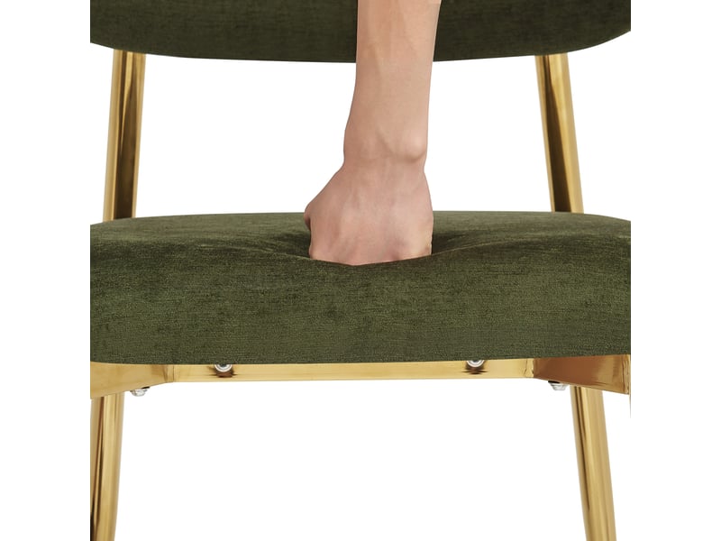  Lot de 6 chaises de salle à manger,51x50x81 cm,avec pieds dorés réglables,polyester,vert  - Conforama E