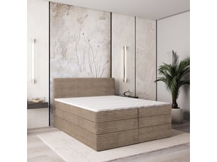 Lit avec rangement 140x200 cm <strong>MASSENO</strong> <strong></strong> coloris beige