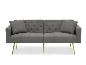 Canapé droit convertible <strong>BEAUNIV</strong> <strong></strong> 2 places Tissu bouclette gris