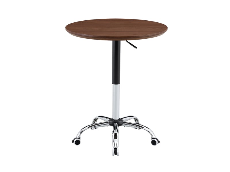  Table de salle à manger réglable en hauteur avec roulettes freinées, plateau rond, pour cuisine et bureau, noyer, ø 70 cm  - Conforama A