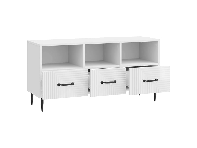  Meuble tv - banc tv - meuble de rangement blanc brillant 102 x 34,5 x 50 cm bois d'ingénierie  - Conforama E