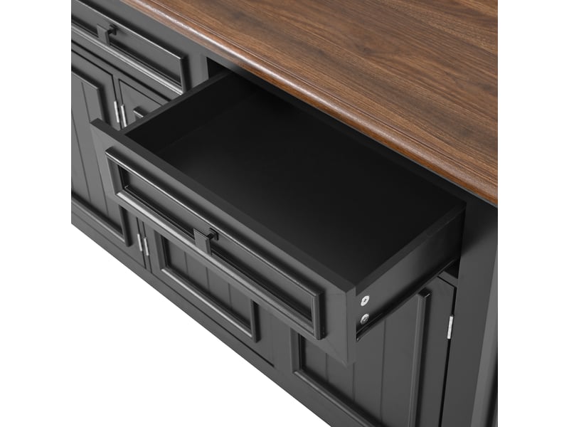  Buffet moderne noir et bois 4 portes 3 tiroirs en mdf 160 cm  - Conforama R