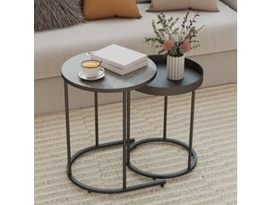2er-set - tables d'appoint coulissantes, design plateau, métal, gris