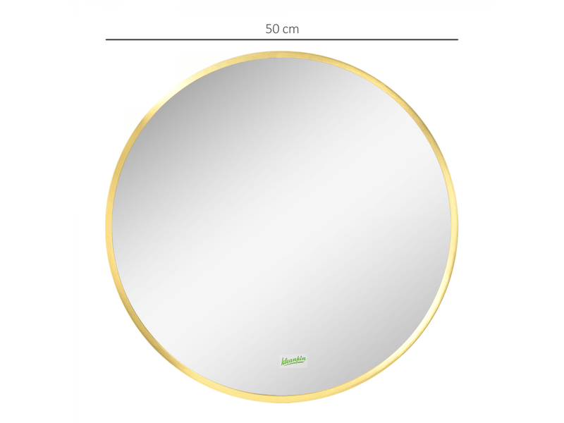  Miroir mural rond pour salle de bain,chambre,couloir,cadre en métal,couleur : or,ø50cm  - Conforama D