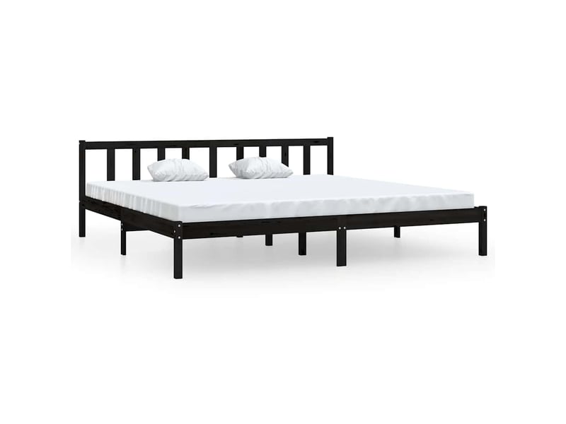 Lit double- lit adulte -  cadre de lit sans matelas noir bois massif 200x200 cm  - Conforama A