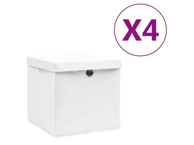Boîtes de rangement avec couvercles 4 pcs 28x28x28 cm blanc - Conforama B
