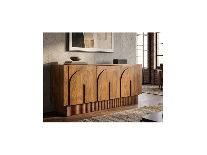 Buffet arco 159 cm en bois de manguier massif – marron – 3 portes  - Conforama E