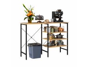 Meuble de rangement modulable avec 3 étagères ouvertes et pieds réglables pour cuisine en mdf et métal noir naturel