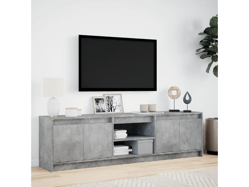 Meuble tv - banc tv - meuble de rangement avec led gris béton 180x34x50 cm bois d'ingénierie  - Conforama D