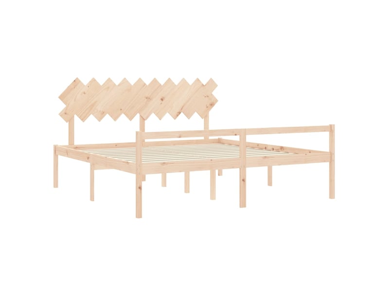  Lit double- lit adulte -  lit pour personne âgée et tête de lit 200x200 cm bois massif  - Conforama D