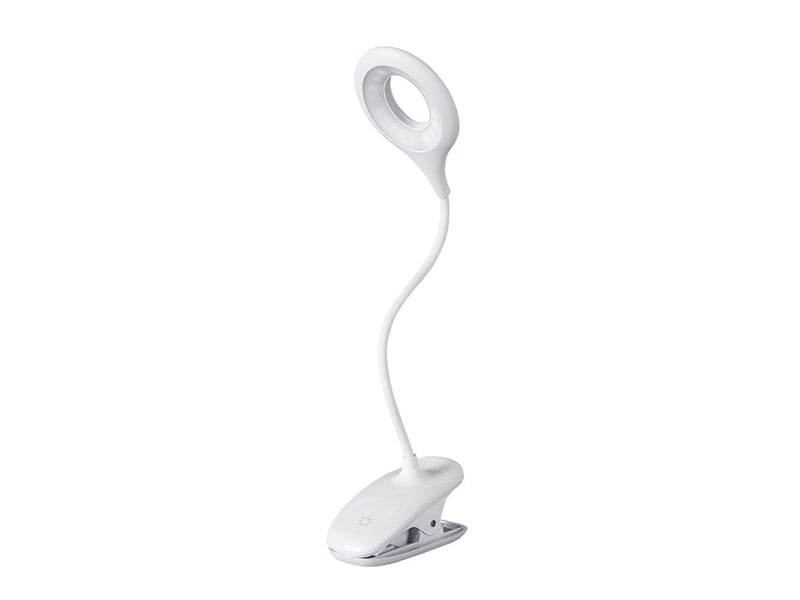  Lampe de lecture led à clip pour enfant – cou flexible, usb rechargeable, blanc  - Conforama A