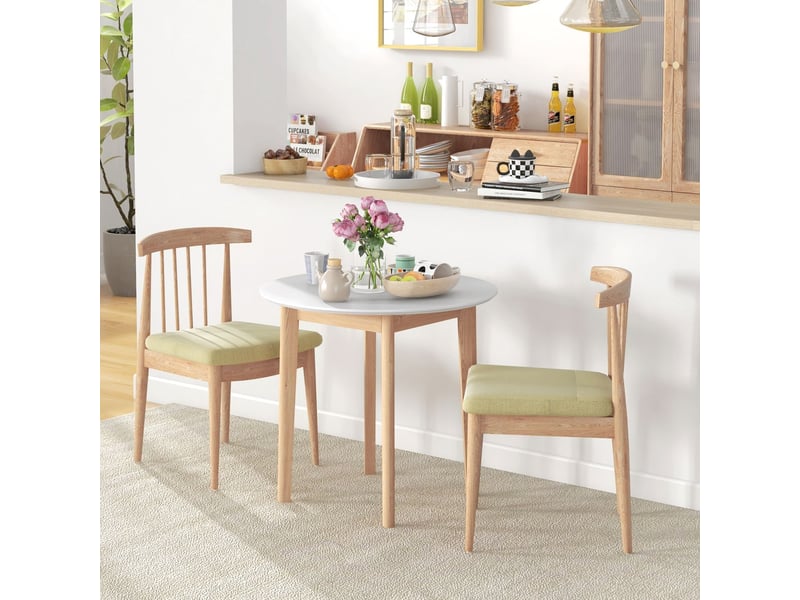  Table de cuisine 75 x 76 cm style campagne table de salle à manger rond 2 personnes bois massif blanc  - Conforama B