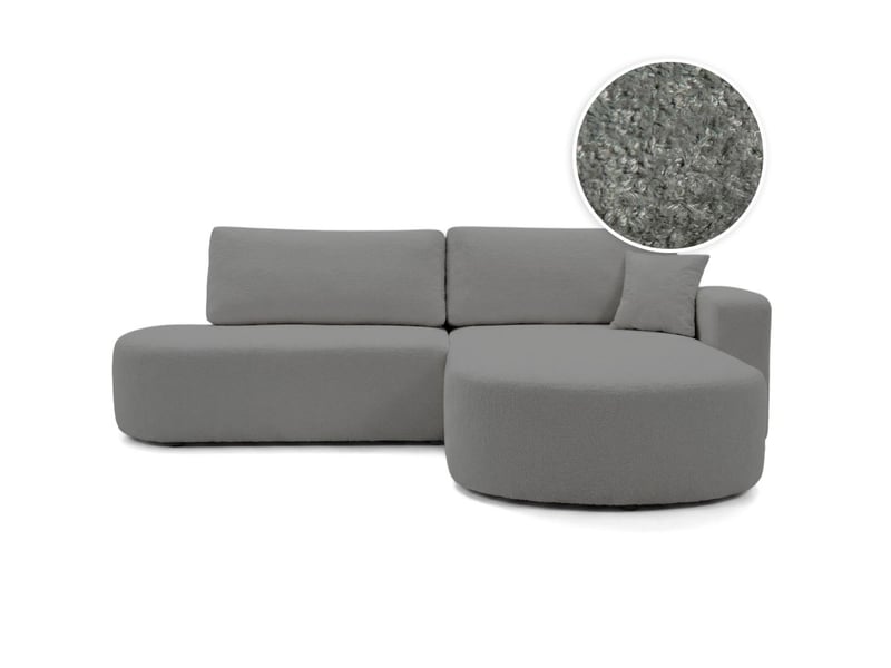 Canapé d'angle max réversible et convertible kiara 5 places en tissu bouclette - gris foncé KIARA - Conforama A