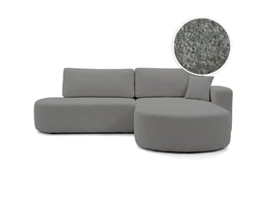 Canapé d'angle réversible convertible LOUNGITUDE KIARA 5 places Tissu bouclette Gris foncé