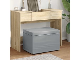 Tabouret bas, ottoman gris clair 61x41x40 cm tissu et bois stratifié