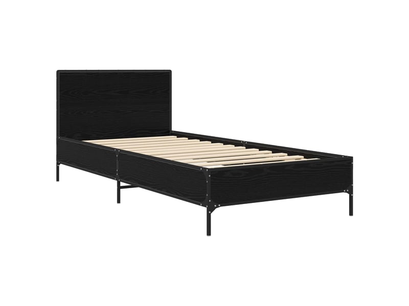 Lit simple- lit adulte -  cadre de lit avec tête de lit chêne noir 80 x 200 cm  - Conforama B