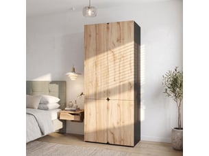 Armoire chambre 90x50x200 cm, penderie dressing moderne avec penderie et tiroirs, mdf effet chêne 4 portes 3 tiroirs, bois