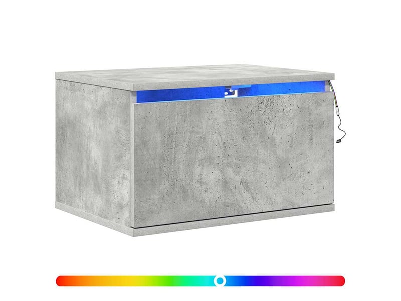  Table de chevet - cabinet de chevet - table de nuit murale avec lumières led gris béton  - Conforama A