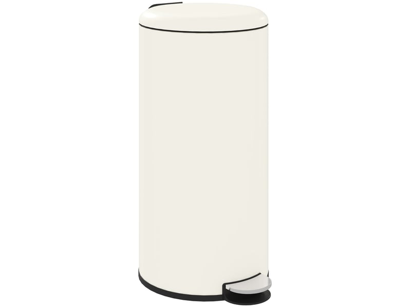  Poubelle 30l avec pédale et seau intérieur, poubelle de bureau et cuisine, blanc ivoire  - Conforama A
