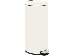 Poubelle 30l avec pédale et seau intérieur, poubelle de bureau et cuisine, blanc ivoire