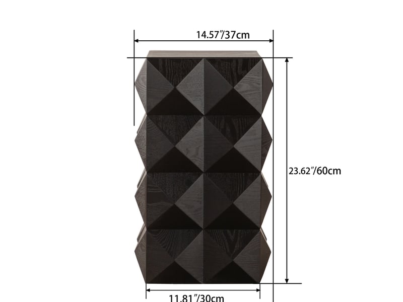  Table de chevet rétro avec plateau 1 niveau, sans montage, pour chambre, en bois massif et mdf, noir, 68,5 × 44 × 43,5 cm  - Conforama D