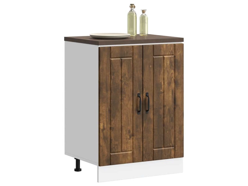 Meuble de cuisine, meuble de base de lavabo chêne fumé bois d'ingénierie - Conforama C