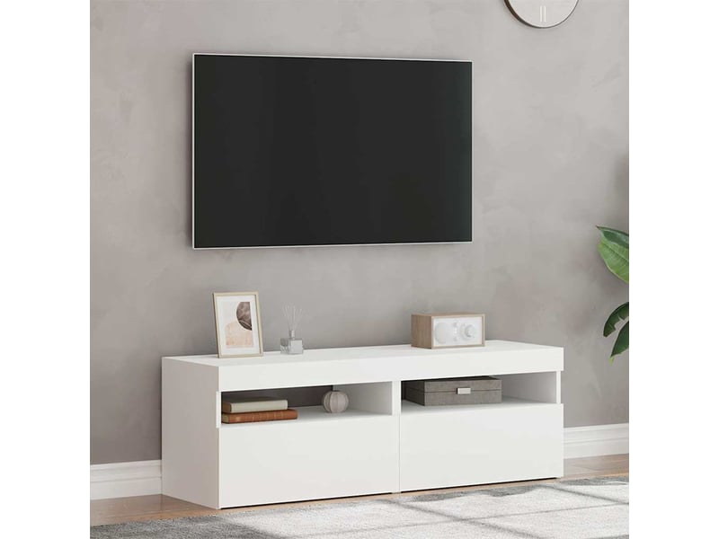  Meubles tv - banc tv - meuble de rangement avec lumières led 2 pcs blanc 60x35x40 cm  - Conforama D