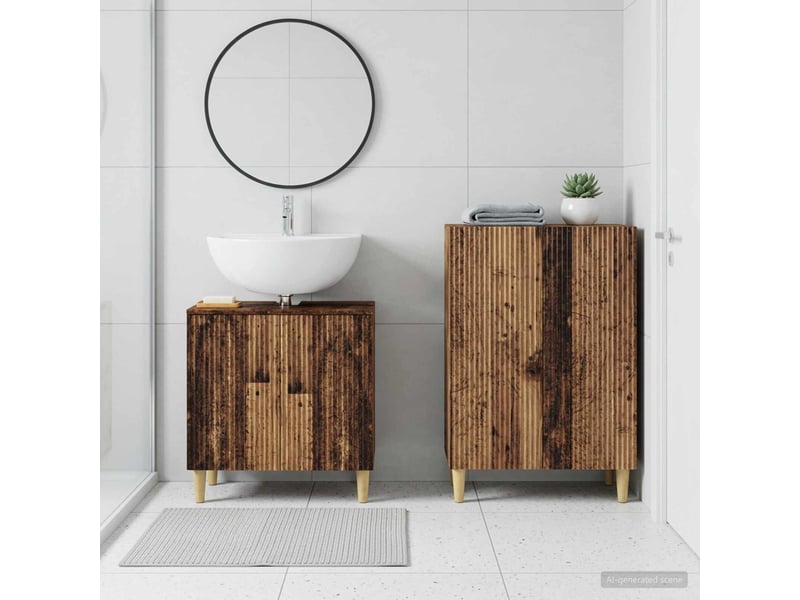 Ensemble de 2 meubles de salle de bain arnhem bois ancien cf63065 - Conforama B