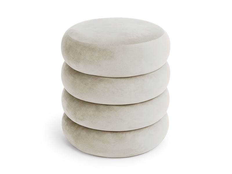 Tabouret en velours avec rangement 42 cm snuggo crème SNUGGO - Conforama A