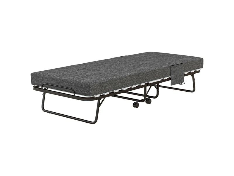  Lit pliant, matelas, 4 roues, cadre en métal, jusqu'à 150 kg, 190 x 80 x 42 cm, gris foncé  - Conforama B