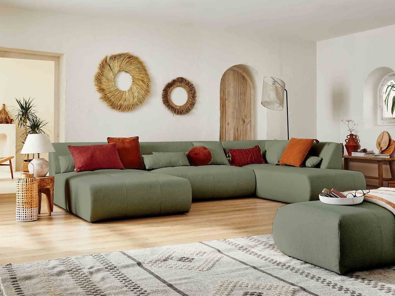  Onyx - canapé panoramique d'angle droit 7 places - en tissu - lisa design - vert sauge ONYX - Conforama E