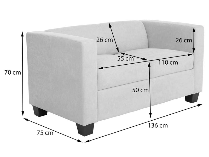  Canapé 2 places lille, canapé lounge 2 places, suspension nosag, tissuchenille (260 gm²) 136 cm - vert  - Conforama C