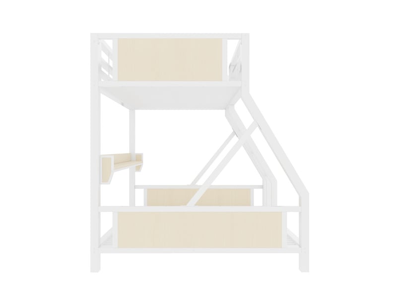 Lit superposé en métal 90x200 et 140x200 cm, avec étagère de rangement, éclairage led, blanc - Conforama E