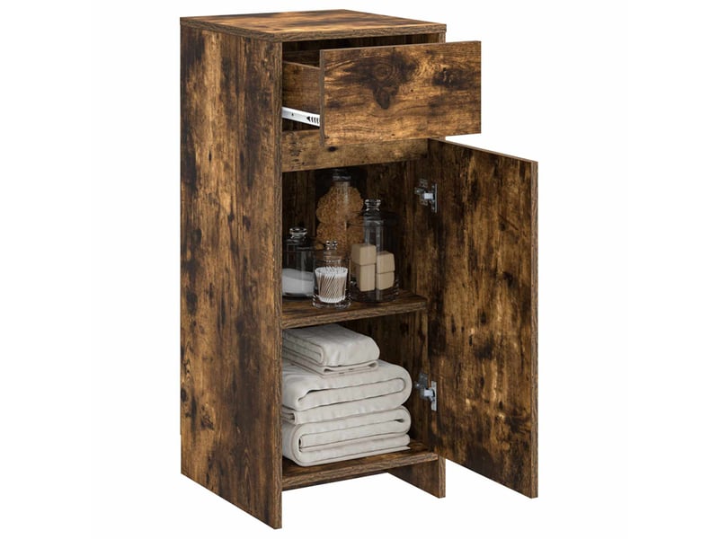  Armoire de salle de bain, meuble de rangement chêne fumé 35x36.5x85 cm  - Conforama C