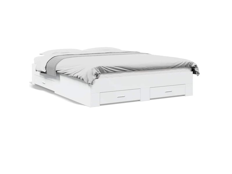  Lit double- lit adulte -  cadre de lit avec tiroirs sans matelas blanc 150x200 cm  - Conforama A