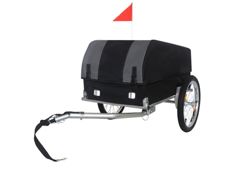 Remorque vélo cargo grisnoir 40 kg, roues 16 pouces, housse étanche amovible - Conforama D