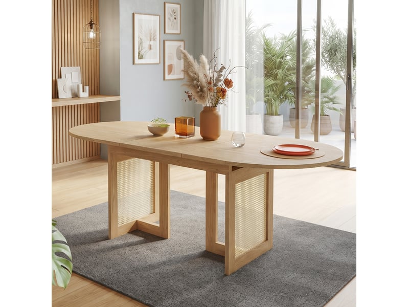 Table à manger extensible 150x90 cm à 200x90 cm mdf chêne - Conforama C